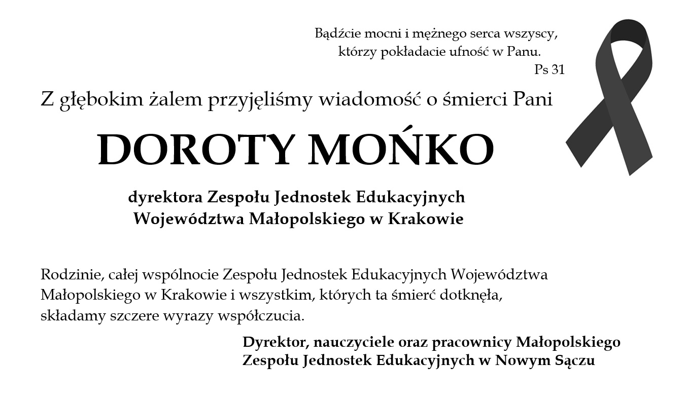 kondolencje z powodu śmieci Doroty Mońko